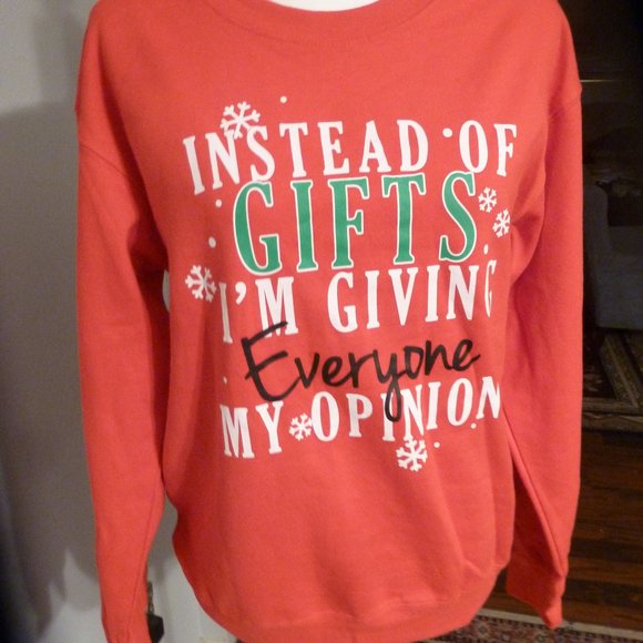 Holiday  red sweater w/ funny wording on it  NWOT  / Small - Picture 6 of 16